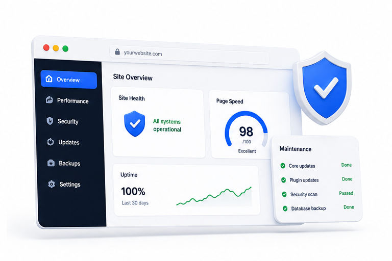 Web management and maintenance visual